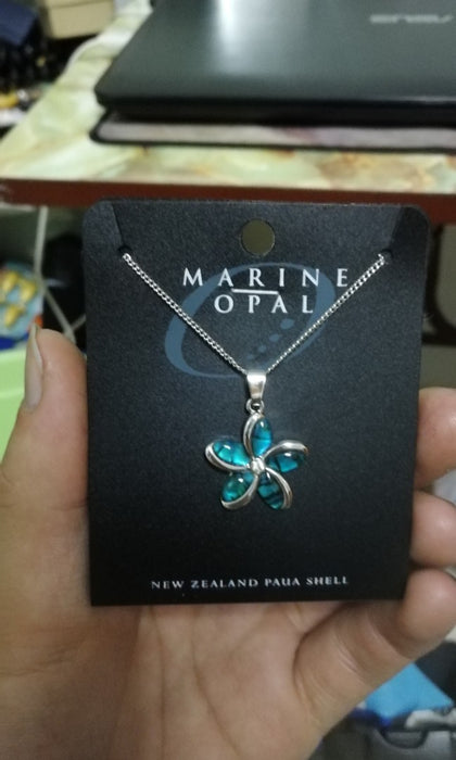 Marine Opal - Blue Flower Necklace