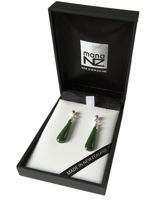 Mana NZ - Greenstone Drop Earrings 22mm JE205S