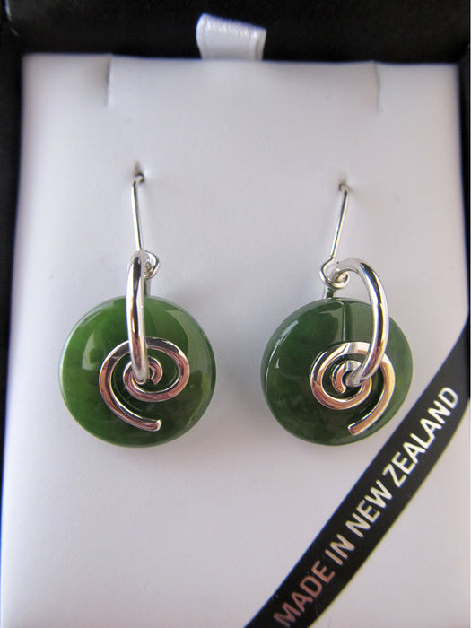 Wildside NN5050 Mana NZ - Greenstone Earrings Koru Round