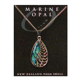 Marine Opal - Fern Teardrop Pendant