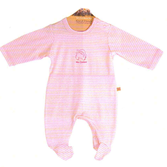Kiwi & Friends - Baby Merino Onesie - Pink/White (0) 6-12 mths