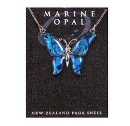 Marine Opal - Large Blue Butterfly Necklace
