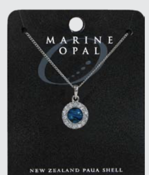 Marine Opal - Small Round Crystal Pendant